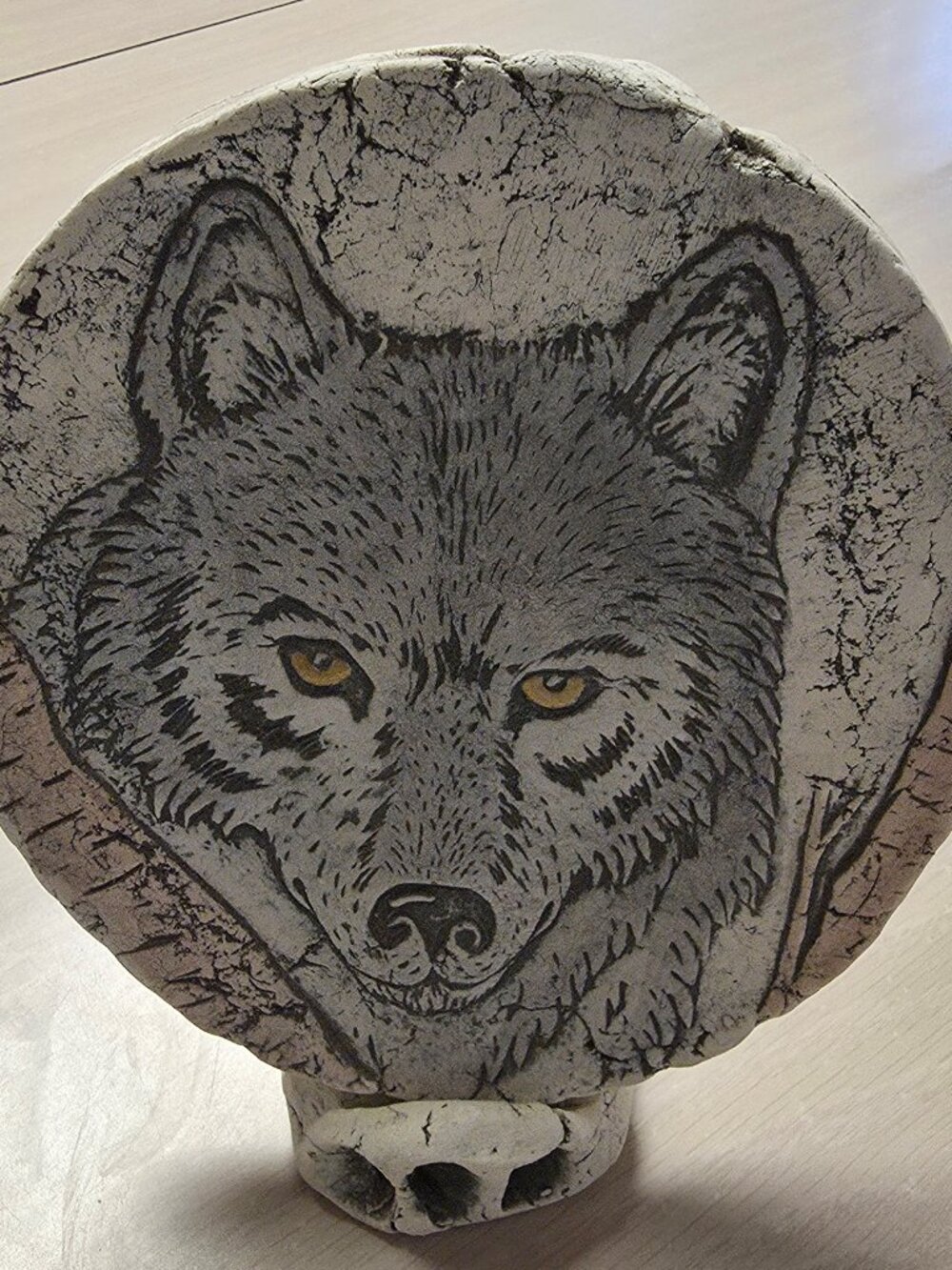 Vintage Shapes Of Clay North American Wolf Plaque Made from Ash Of Mt. St. Helen